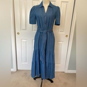 Me&Em cotton chambray midi dress, size 4.